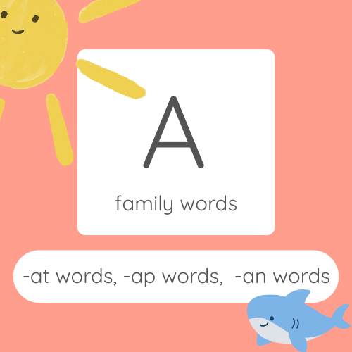 CVC writing worksheet AEIOU family words