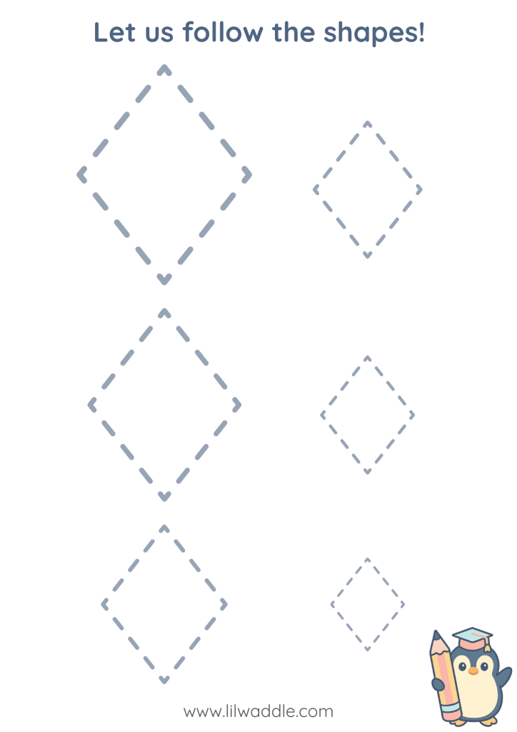 Diamond (or) Rhombus tracing worksheet