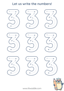Number tracing worksheet 3