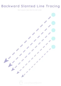 Backward slanted line tracing worksheet for preschool fine motor skills