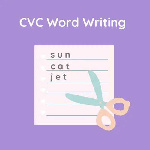 CVC word writing practice to help preschool children build early phonics and writing skills