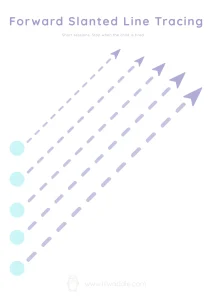 Forward slanted line tracing worksheet for early writing practice Direction change tracing worksheets