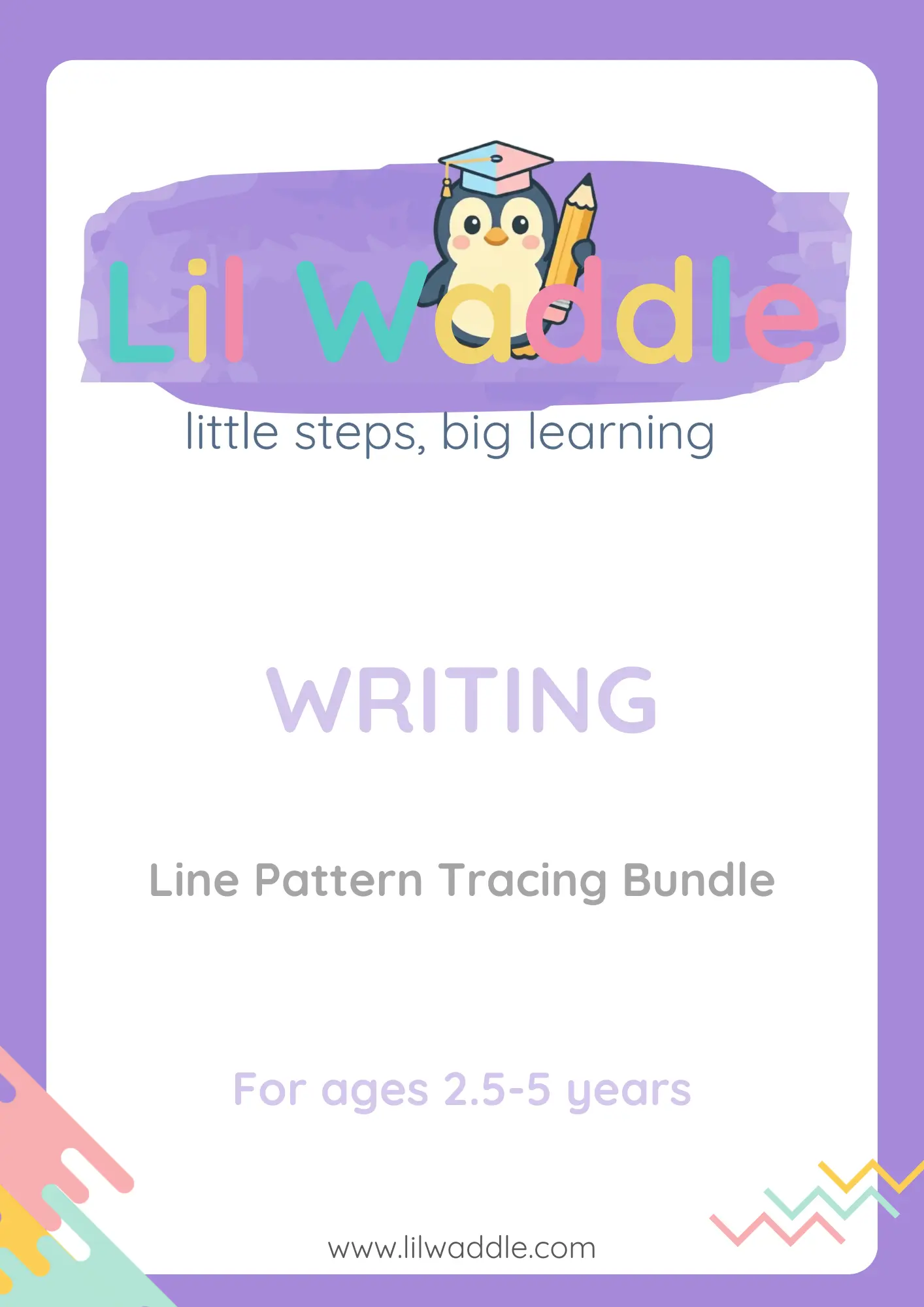 Lil Waddle line pattern tracing bundle for pre-writing skills